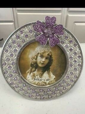 Small Metal Picture Frame Purple Jewels